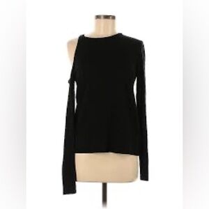 Pam & Gela cold-shoulder long-sleeve black shirt top, women’s size M medium